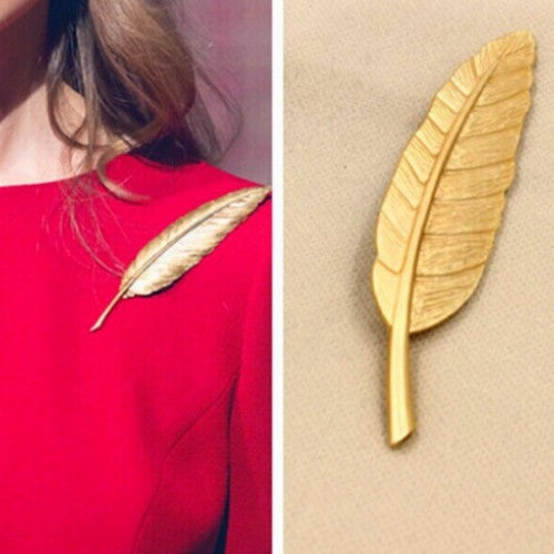 Gold/Silver Plated Leaf Brooch Pin