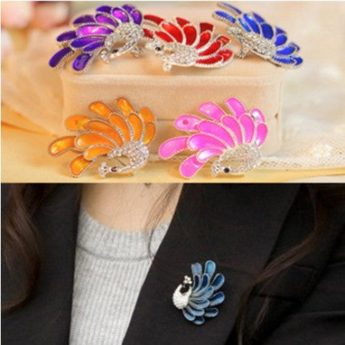 Crown Peacock Show Tail Pin Brooch